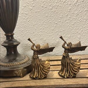 Vintage Gold Angel Figurines Christmas Ornaments